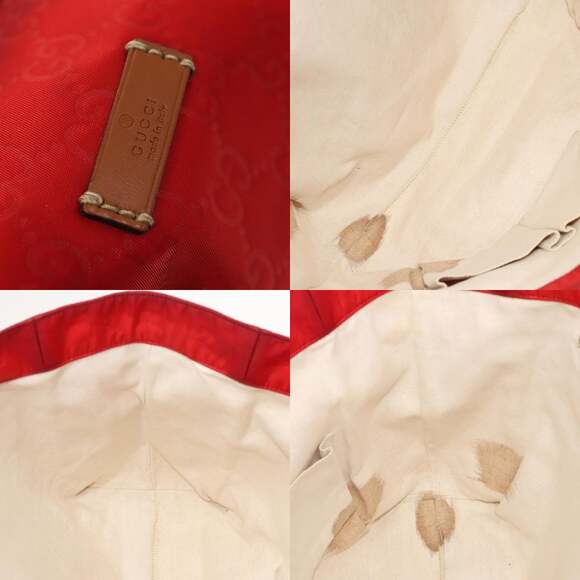GUCCI GG Canvas Tote Bag Nylon Red Gold - Picture 11 of 12